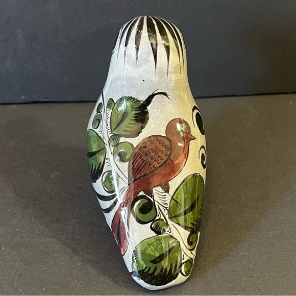 Vintage Hand Painted Tonala Mexican Bird Grey Folk Art Clay Pottery Hand Painted - Picture 2 of 10